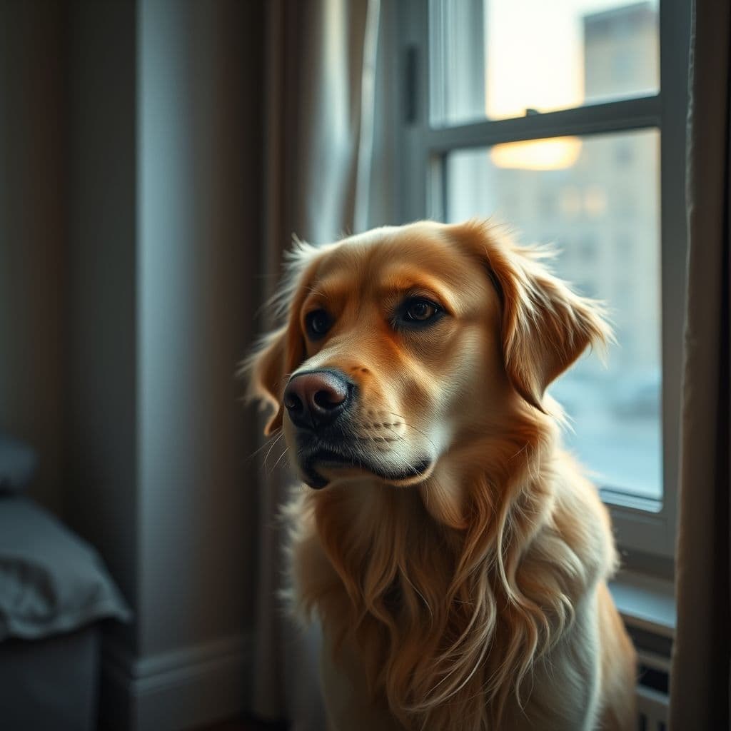 Perro mostrando signos de estrés ante los sonidos de un bebé en otra habitación