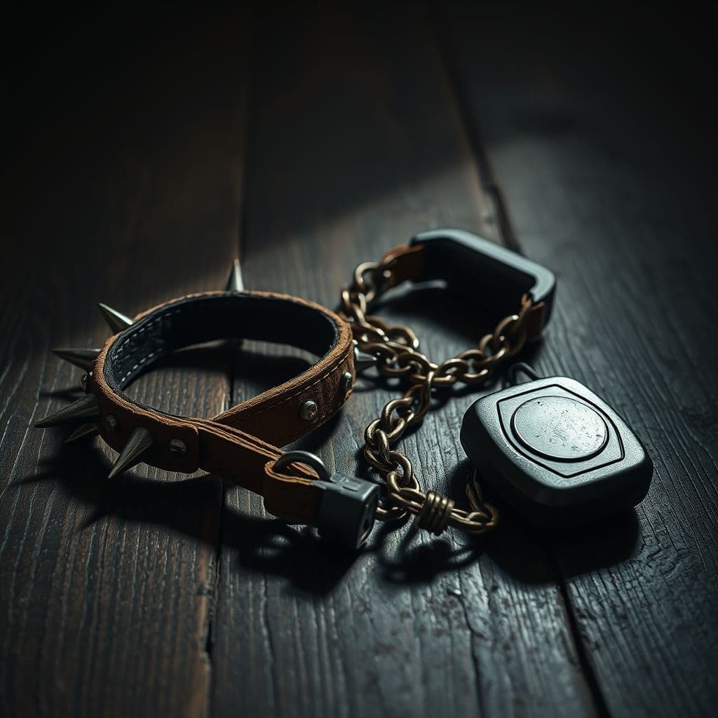 Collares de adiestramiento aversivo abandonados en el suelo como símbolo de rechazo