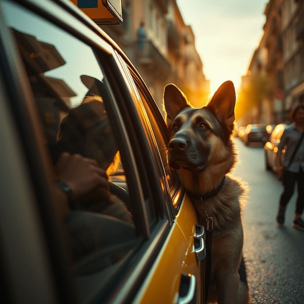 Conductor de taxi negándose a transportar a una persona con perro grande
