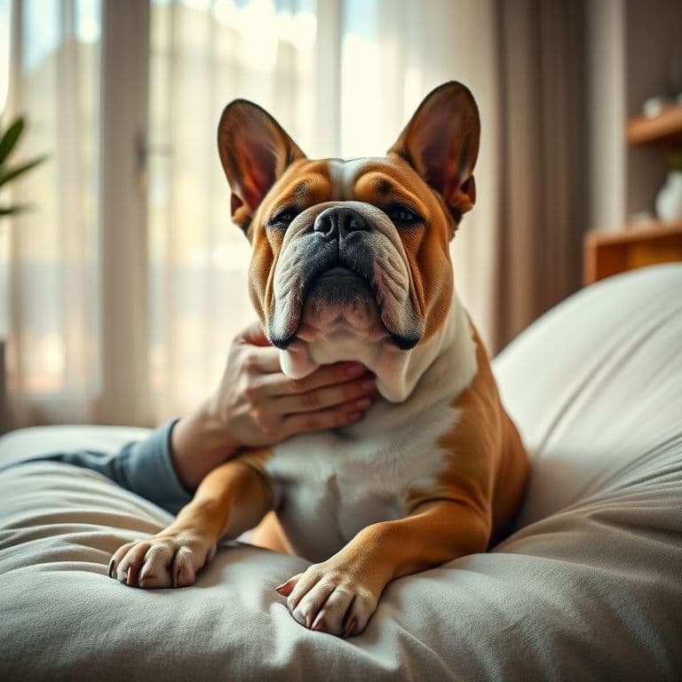 Perro pequeño con expresión tranquila durante un episodio de estornudo inverso en un hogar