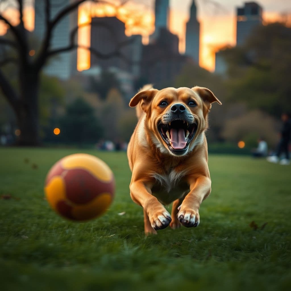 Perro ansioso y sobreexcitado en un parque