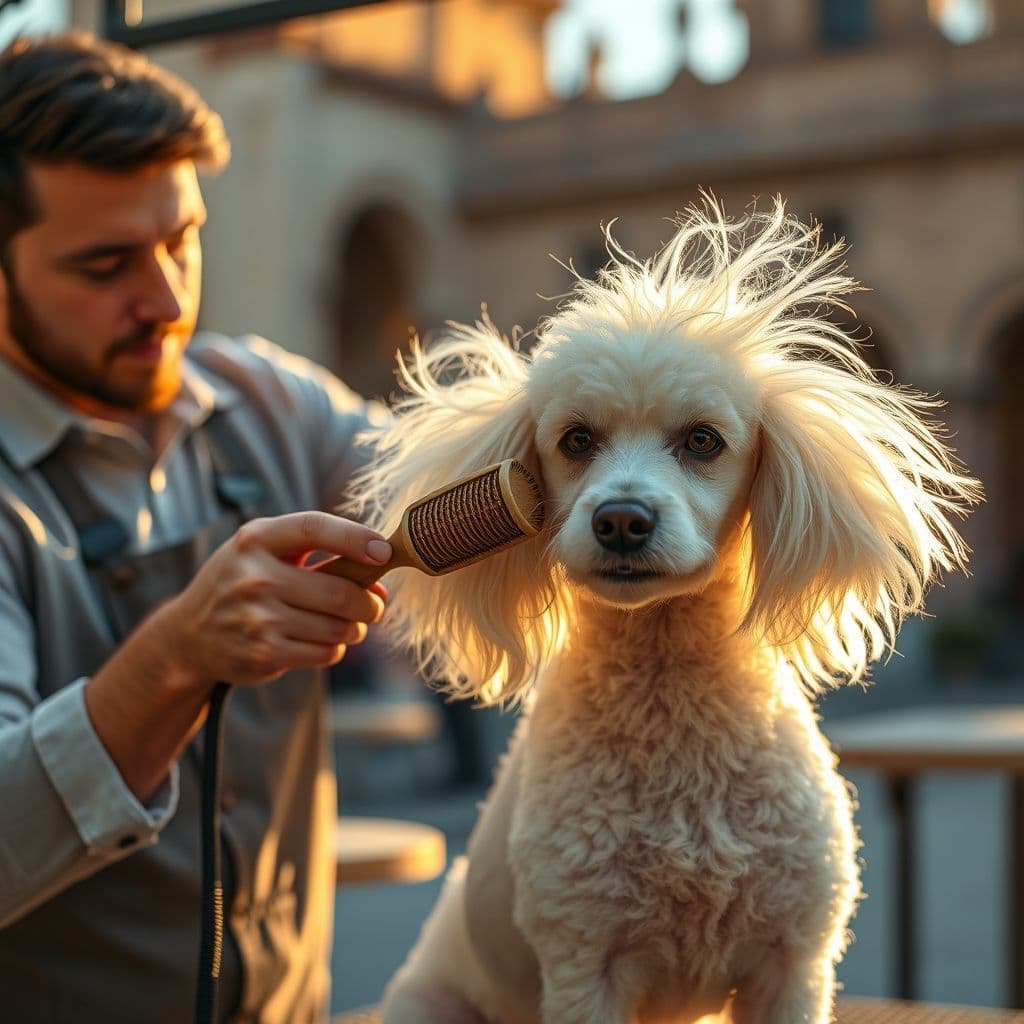 Proceso de secado y estilizado de un caniche