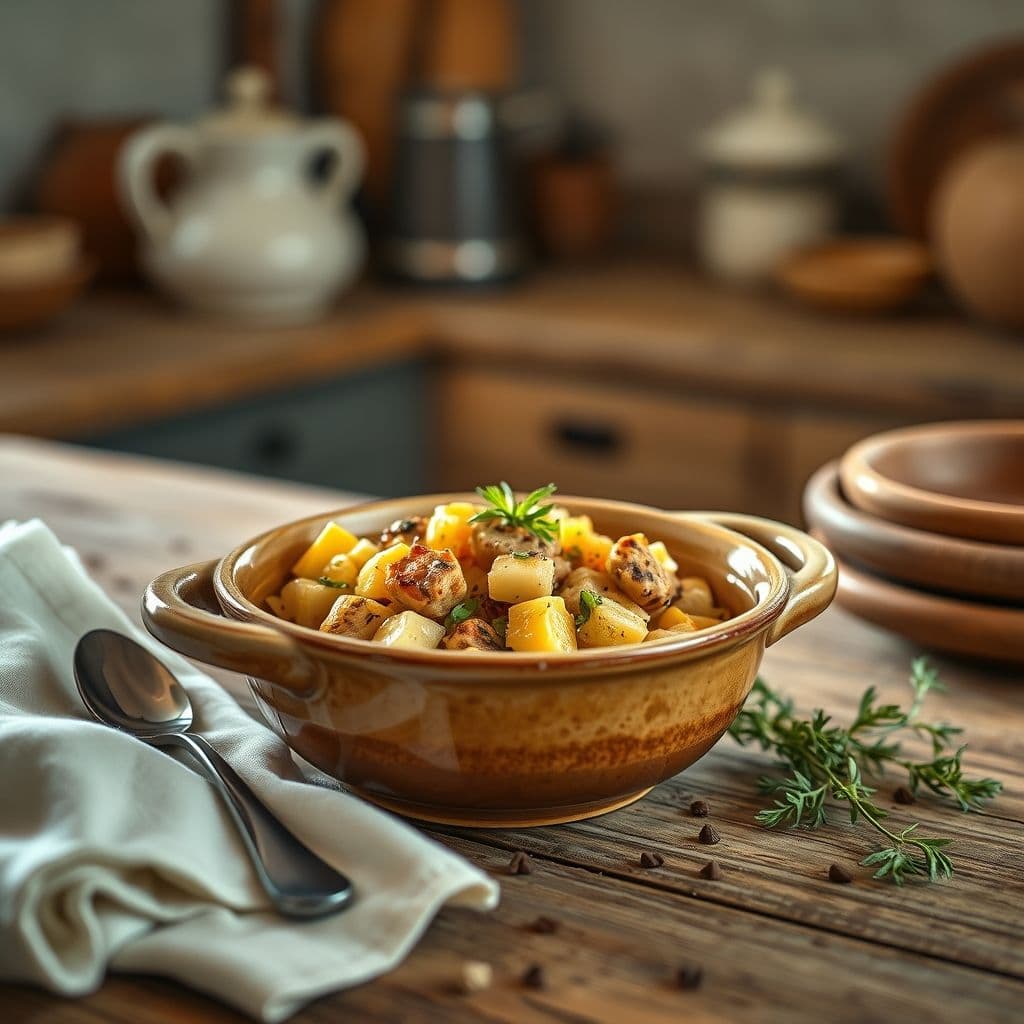 Comedero con pienso seco mezclado con comida húmeda para perros