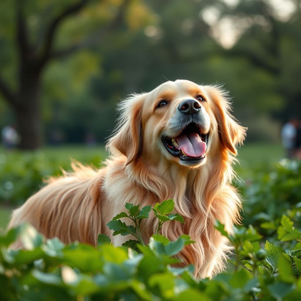 Perro feliz comiendo zanahorias frescas en un parque soleado