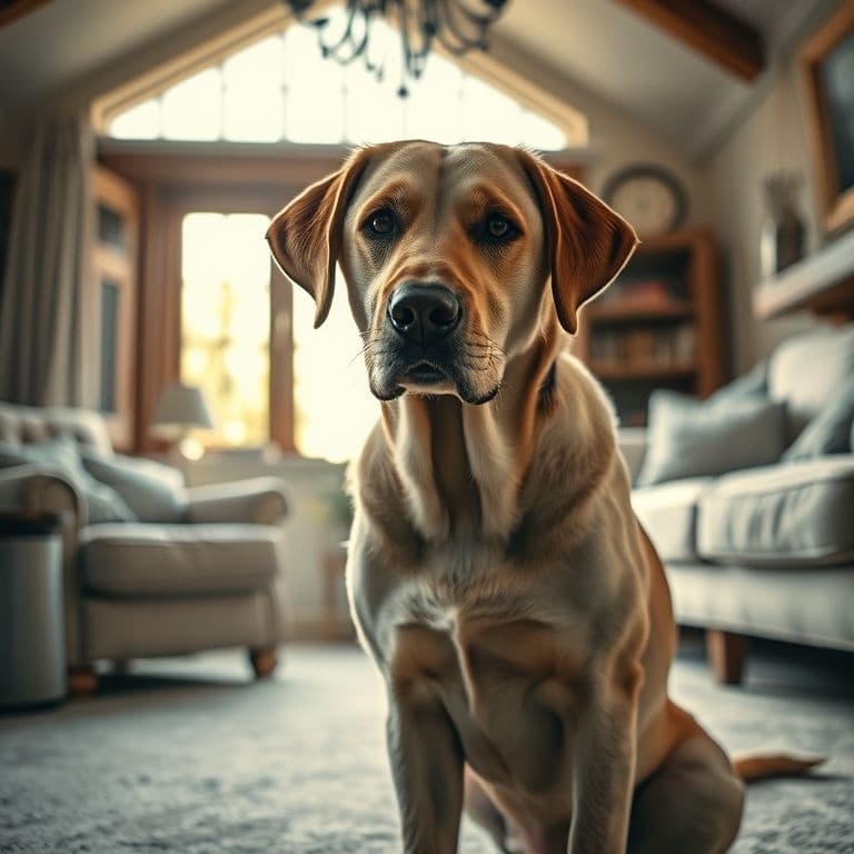 Perro atento durante ejercicio de entrenamiento con la palabra 'no'