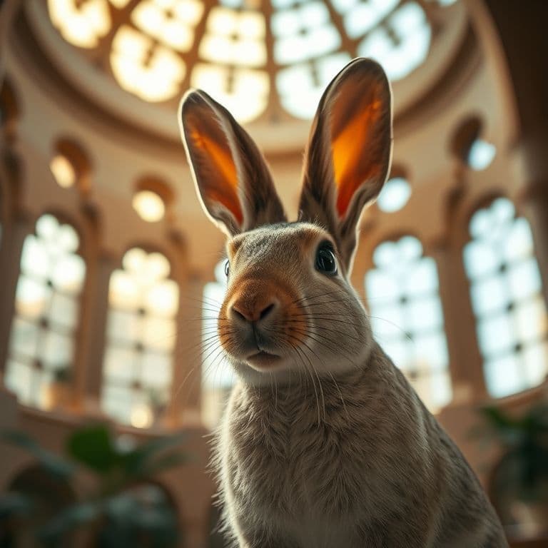 Conejo doméstico feliz en un entorno hogareño seguro y acogedor.