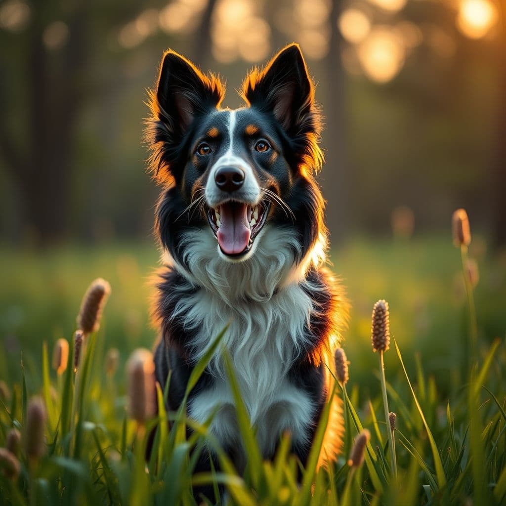 Perro feliz con pelaje brillante gracias a la miel