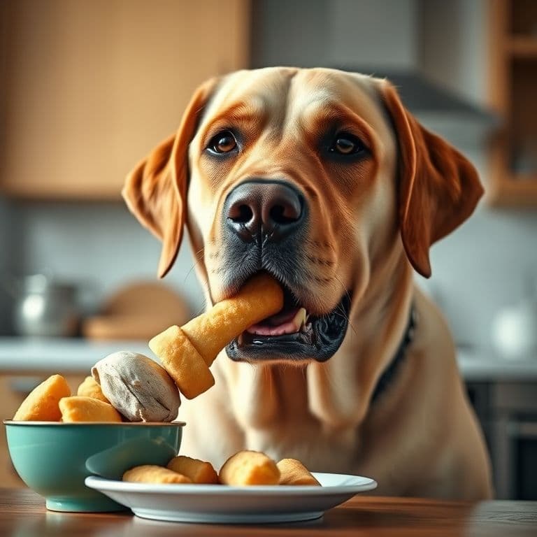 Cachorro comiendo croquetas humedecidas con facilidad