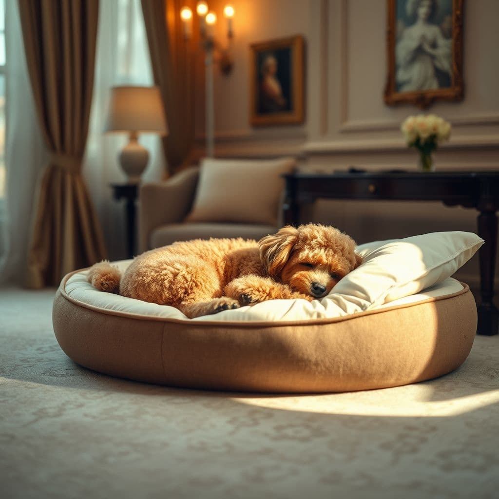 Perro durmiendo en cama limpia después de tratamiento con vinagre