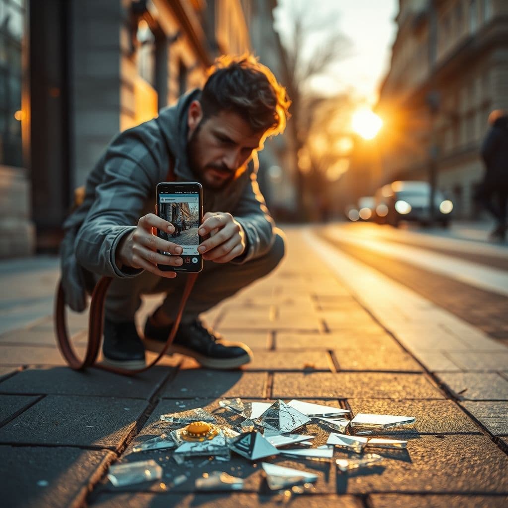 Persona reportando un peligro en la aplicación Friendog durante un paseo con su perro