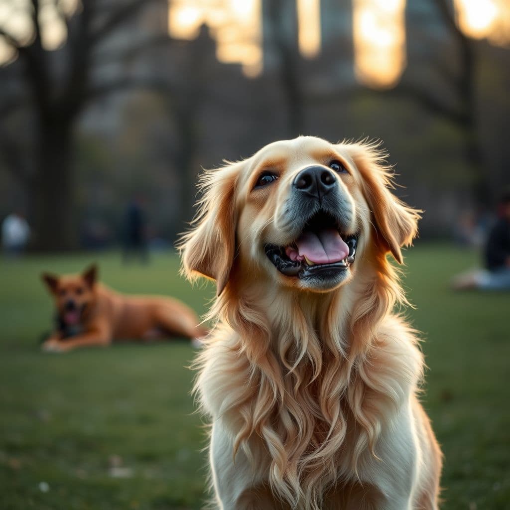 Perro feliz mirando a su dueño con expresión de anticipación y alegría