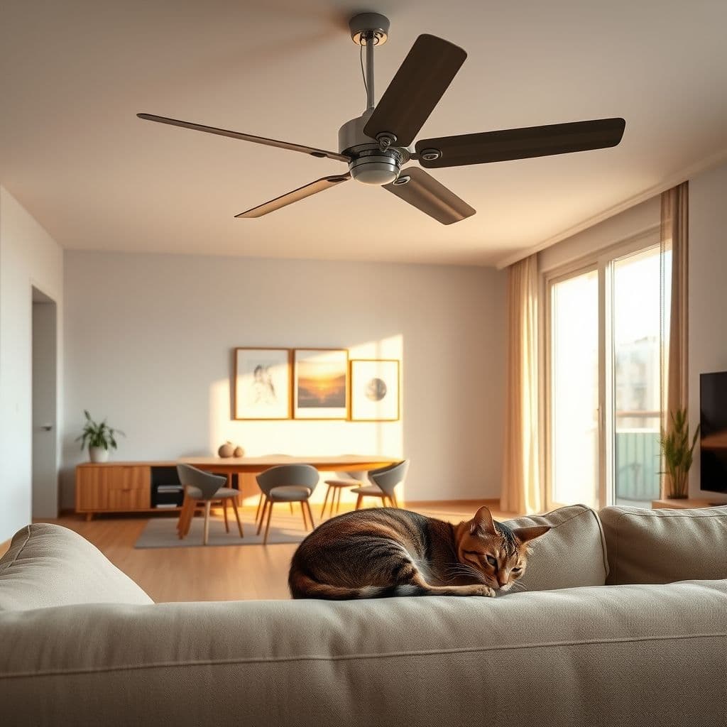 Ventilador colocado correctamente para refrescar a una mascota