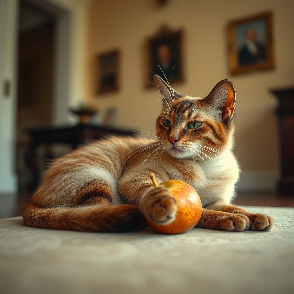 Gato senior jugando con un juguete interactivo.