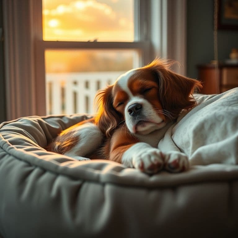 Cachorro durmiendo plácidamente en su cama acogedora