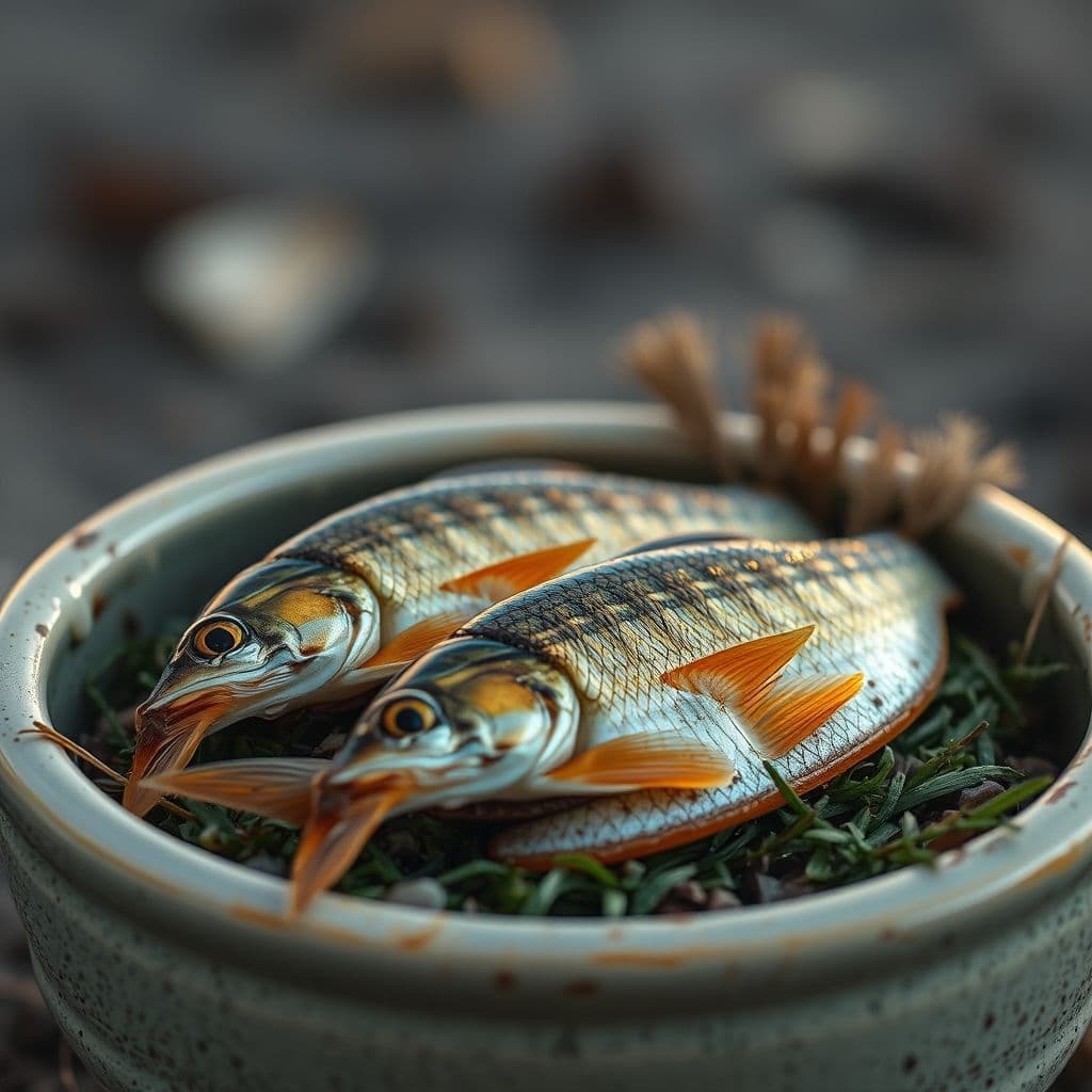 Sardinas en lata escurridas listas para servir a perro o gato en comedero