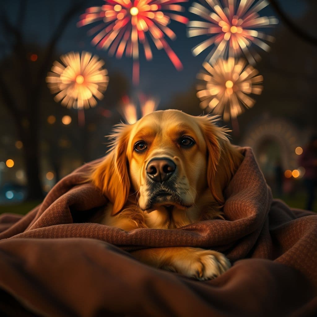 Perro asustado por petardos durante las fiestas de San Juan