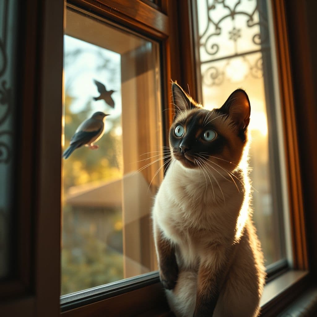 Gato observando el exterior desde ventana segura