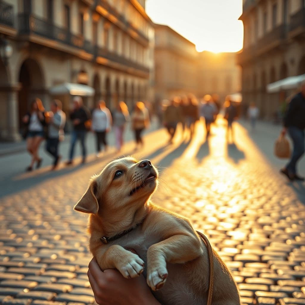 Cachorro siendo alimentado con cuchara por su dueño