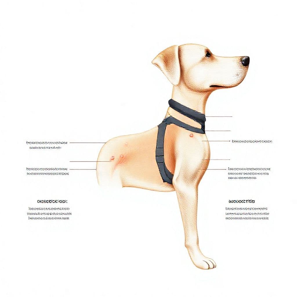 Comparativa visual entre collar y arnés mostrando puntos de presión