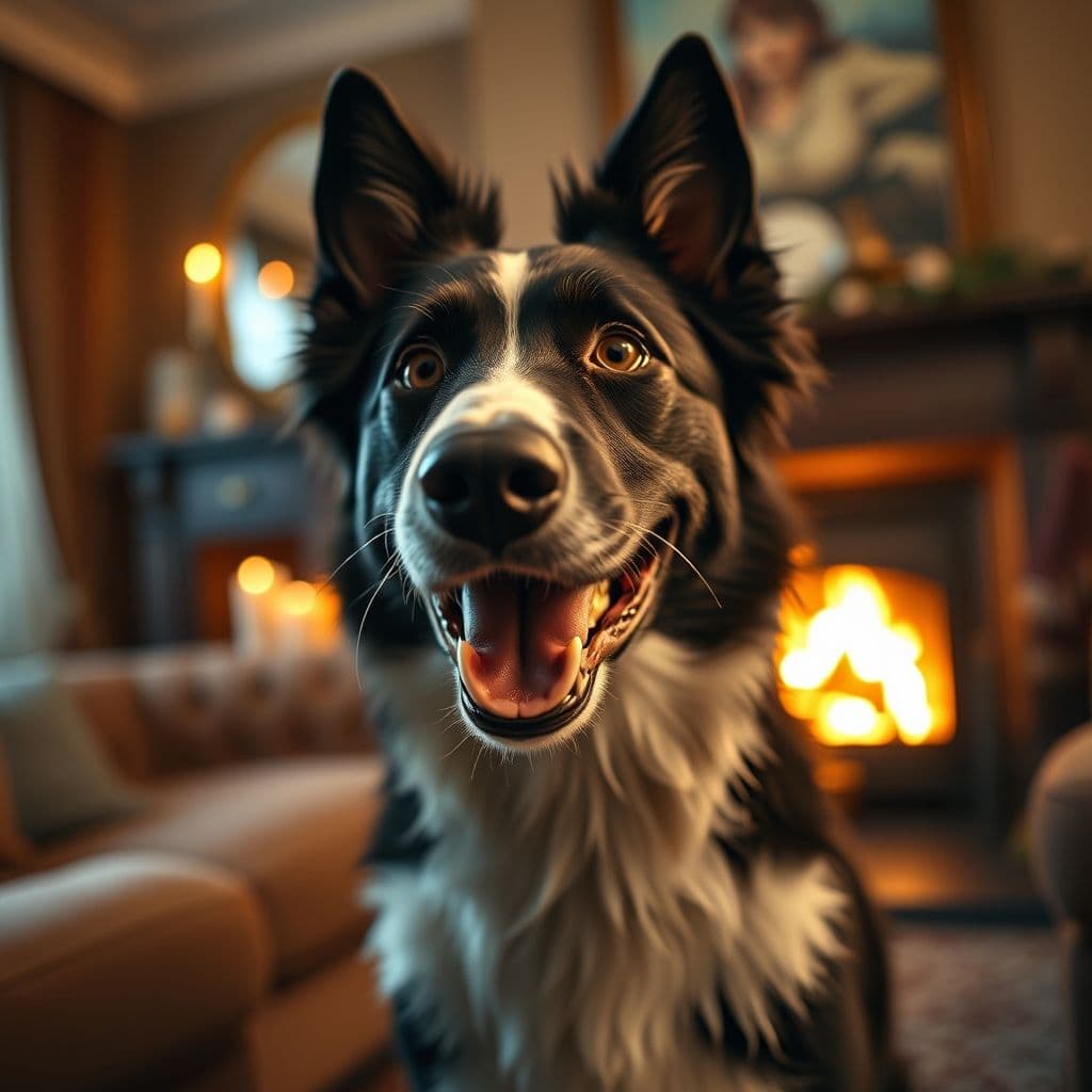 Perro mostrando expresión de alegría al ver a su dueño llegar a casa