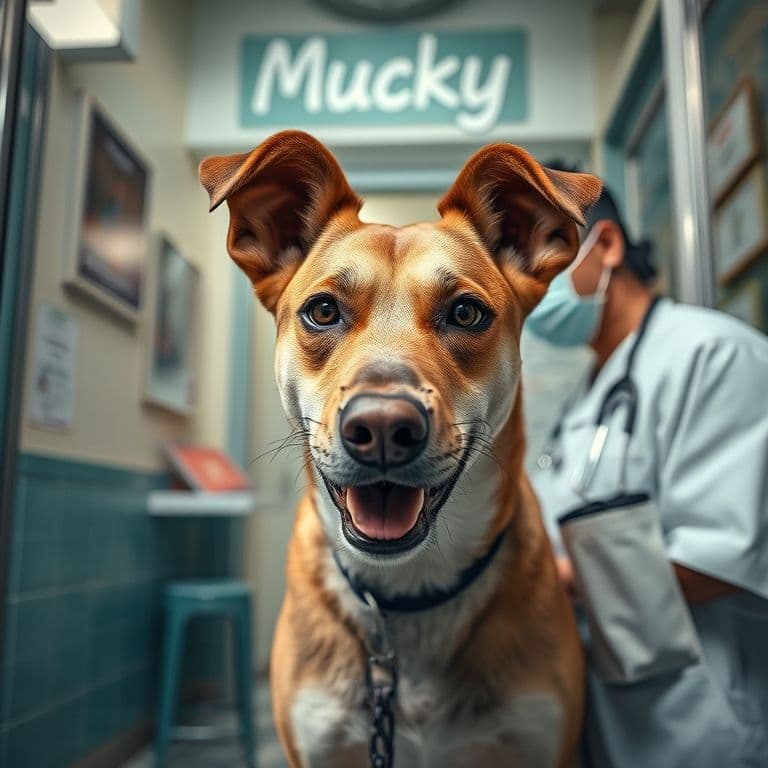 Exterior de la clínica veterinaria Mucky en Miraflores con un letrero visible