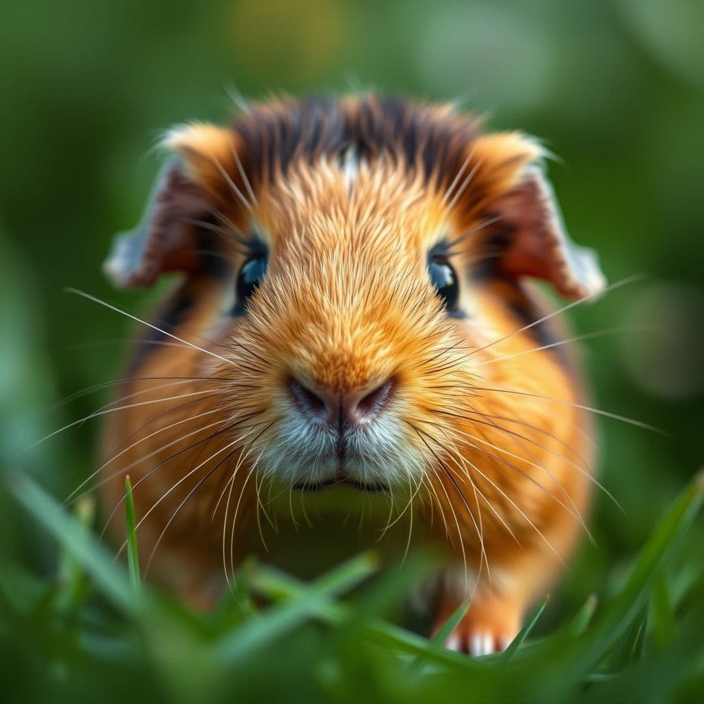 Un adorable cuy mirando a la cámara con expresión curiosa