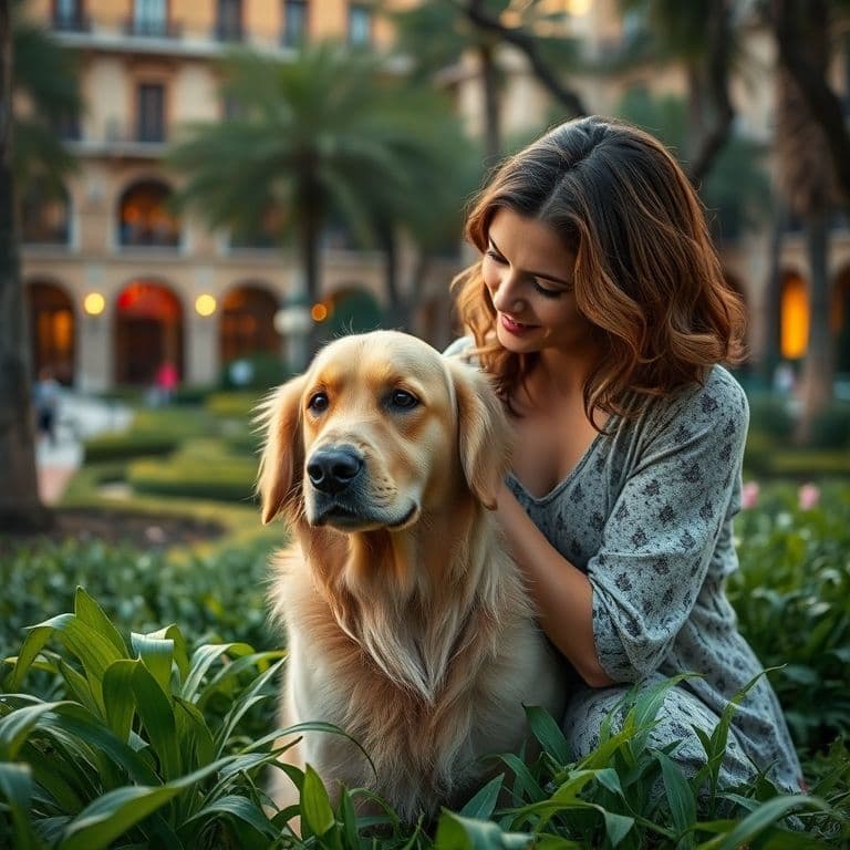 Dueño mostrando sanitario natural a su perro durante el entrenamiento