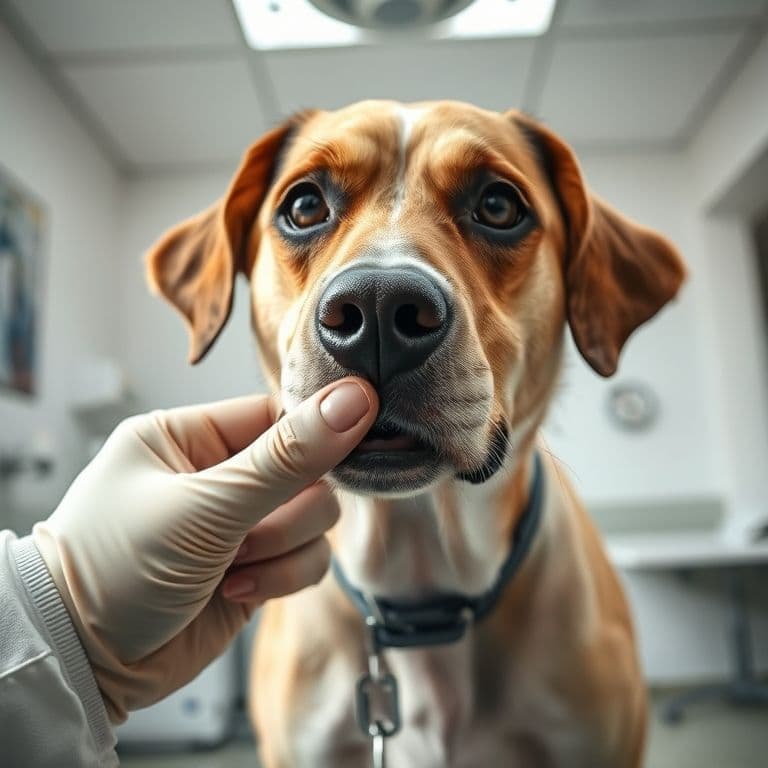 Dueño revisando herida de perro con body protector casero