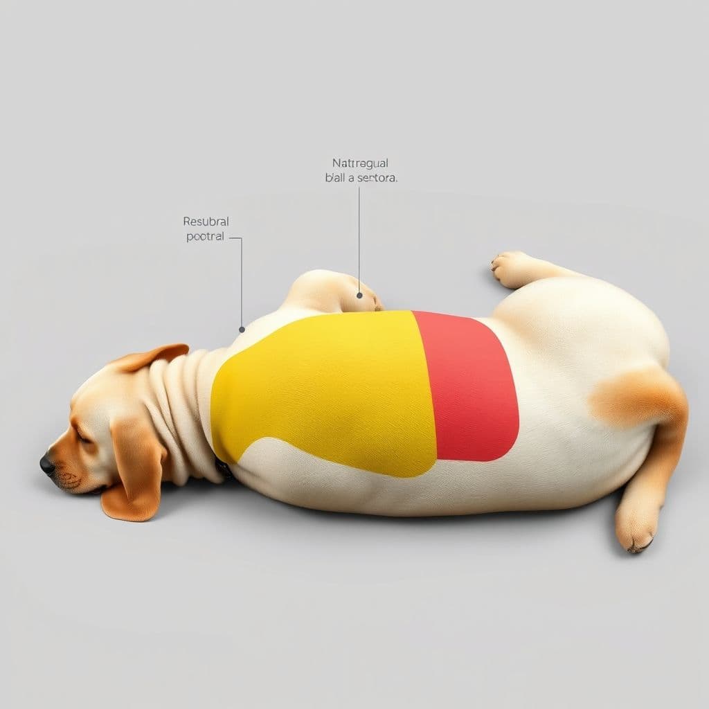 Diagrama ilustrativo de zonas de caricias en perros con colores indicando preferencias