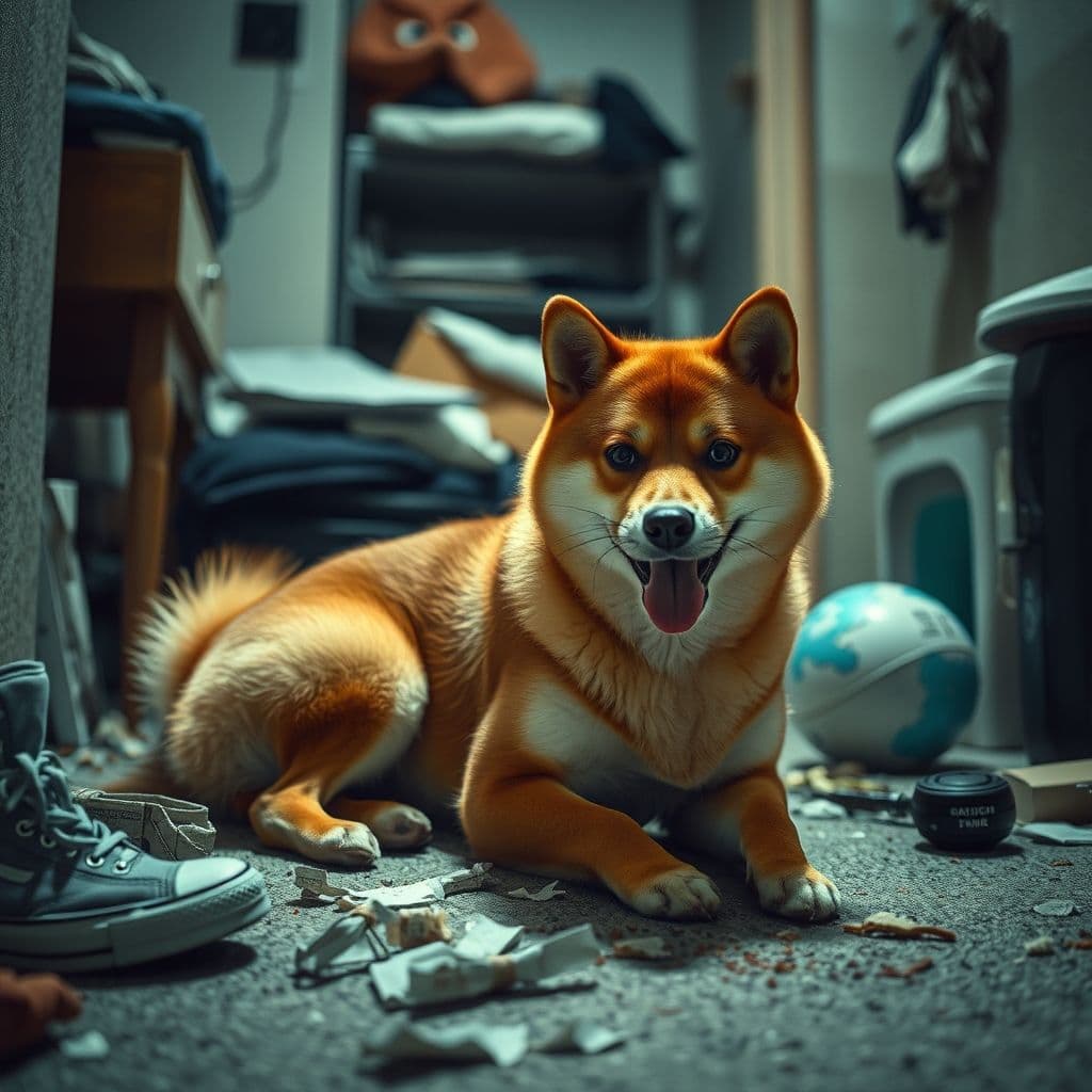 Perro mostrando comportamientos destructivos debido a ansiedad por separación