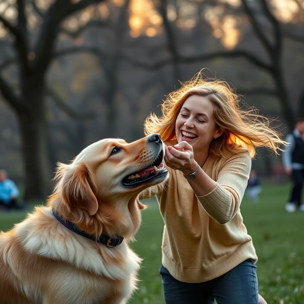 Dueño premiando a su perro durante una sesión de adiestramiento positivo