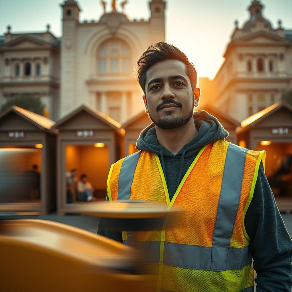Activista protegiendo una colonia de gatos frente a maquinaria