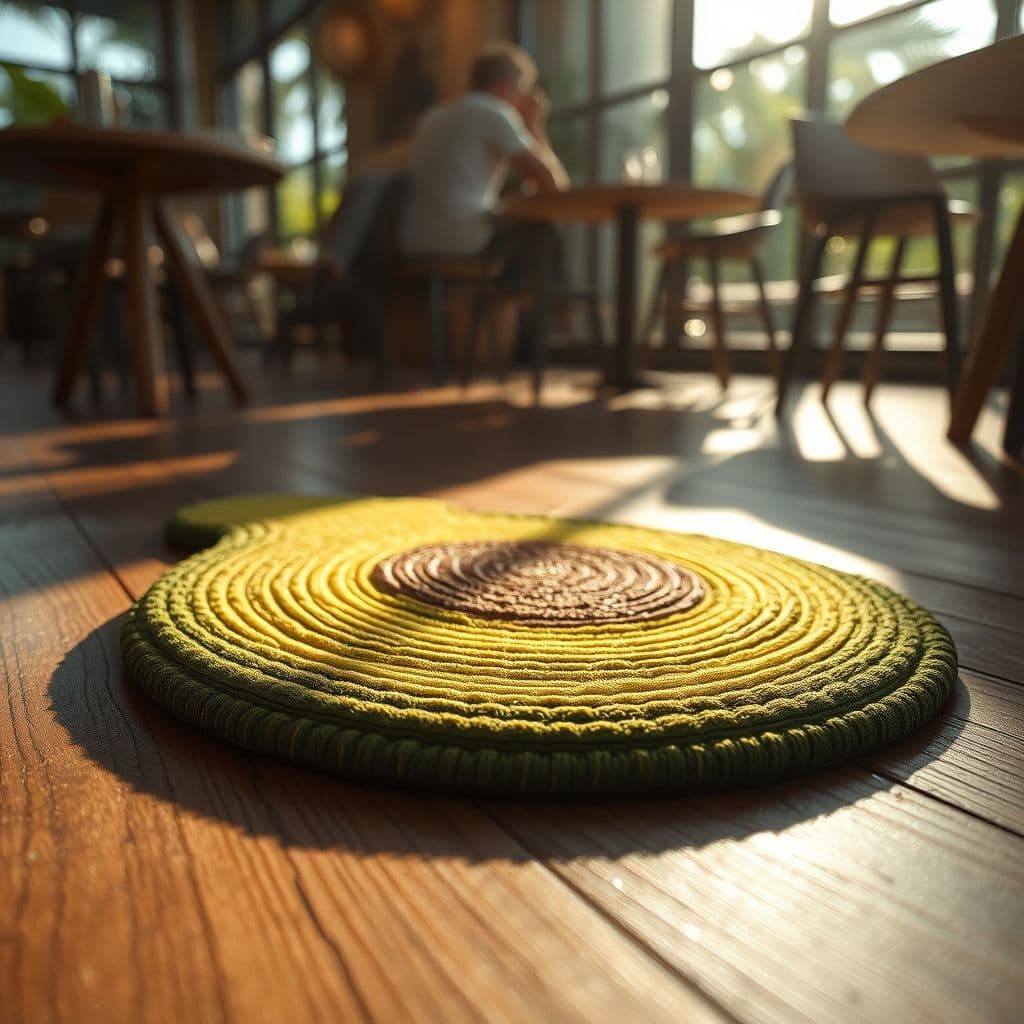 Alfombra olfativa con forma de aguacate con premios escondidos