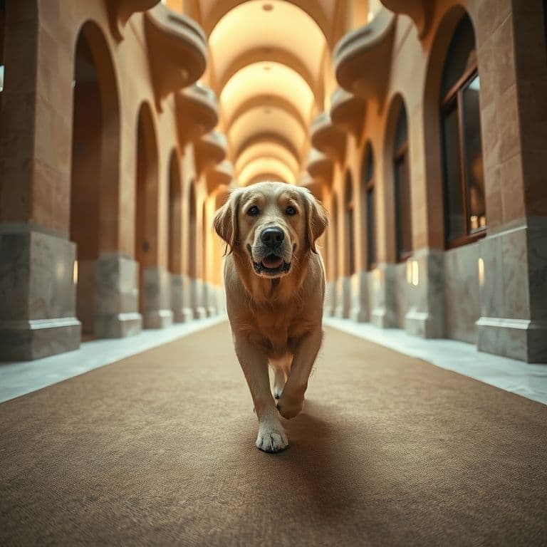 Pasillo con alfombras antideslizantes para perro con problemas articulares