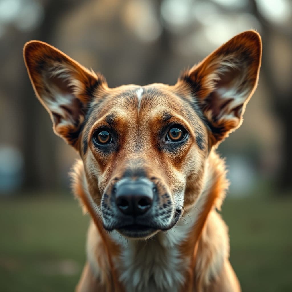 Perro con expresión de miedo y estrés en un parque, mostrando signos de reactividad.