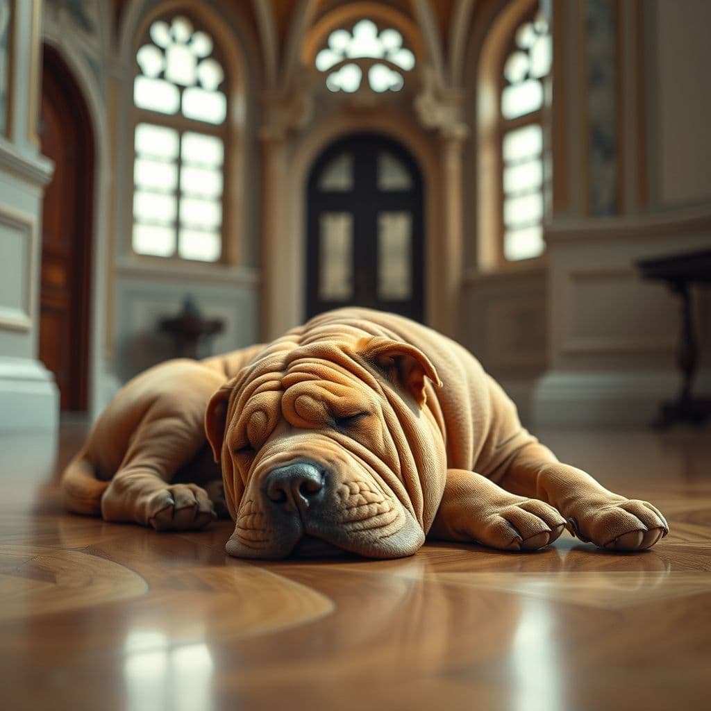 Shar Pei adulto descansando plácidamente