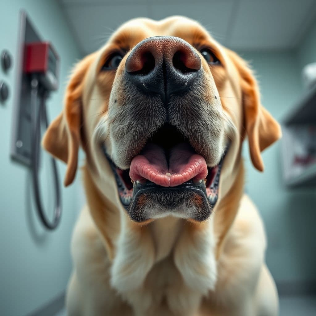 Perro mostrando síntomas de contacto con oruga procesionaria