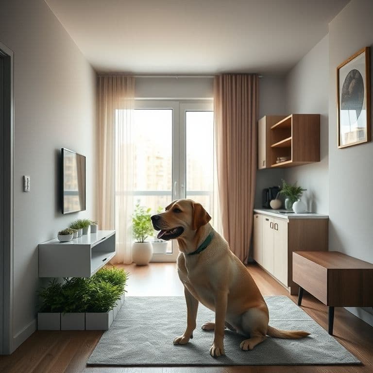 Alfombra de césped artificial con bandeja para perros en interior de casa