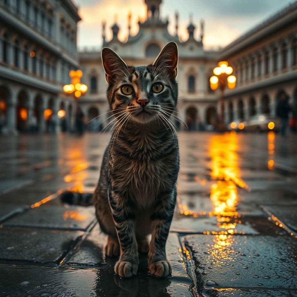 Gato mojado y asustado después de ser rociado con agua