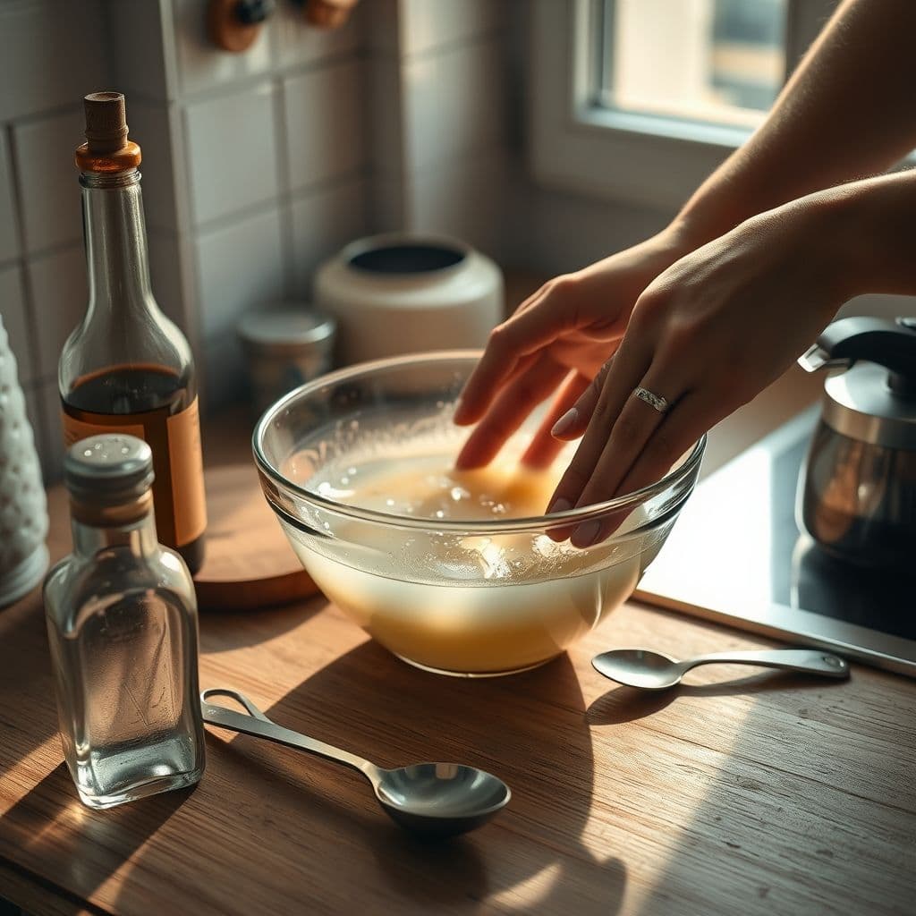 Preparación de la mezcla de vinagre y agua para limpieza canina