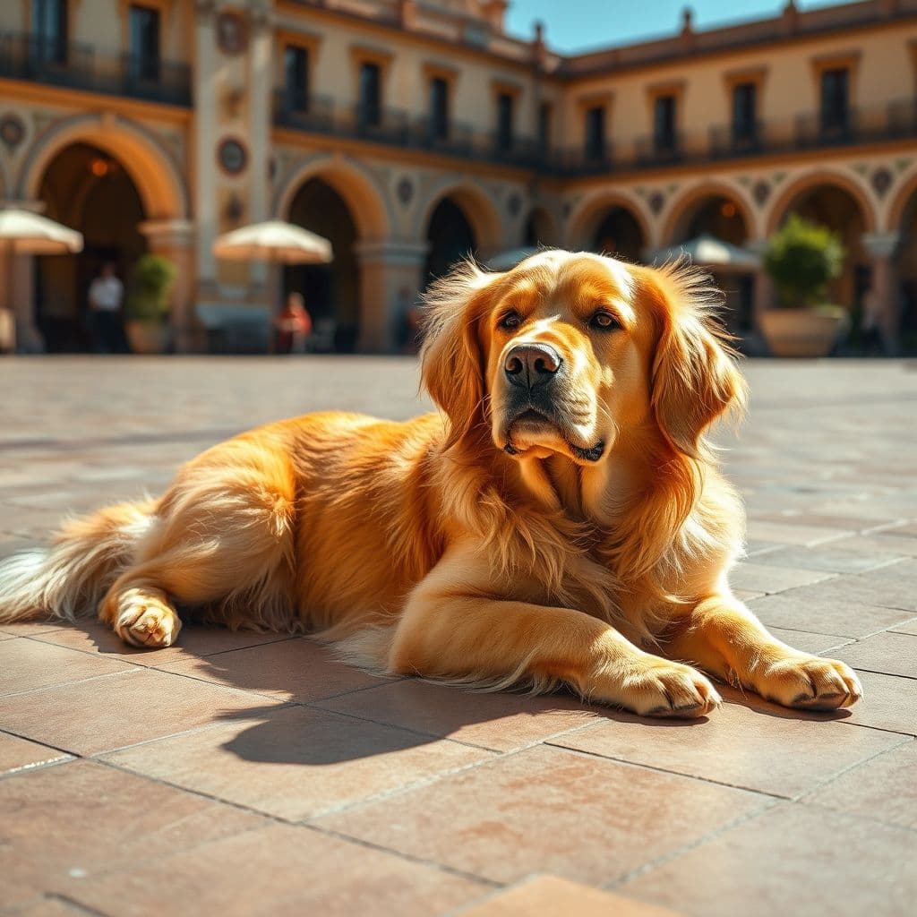 Perro con pelaje completo en verano