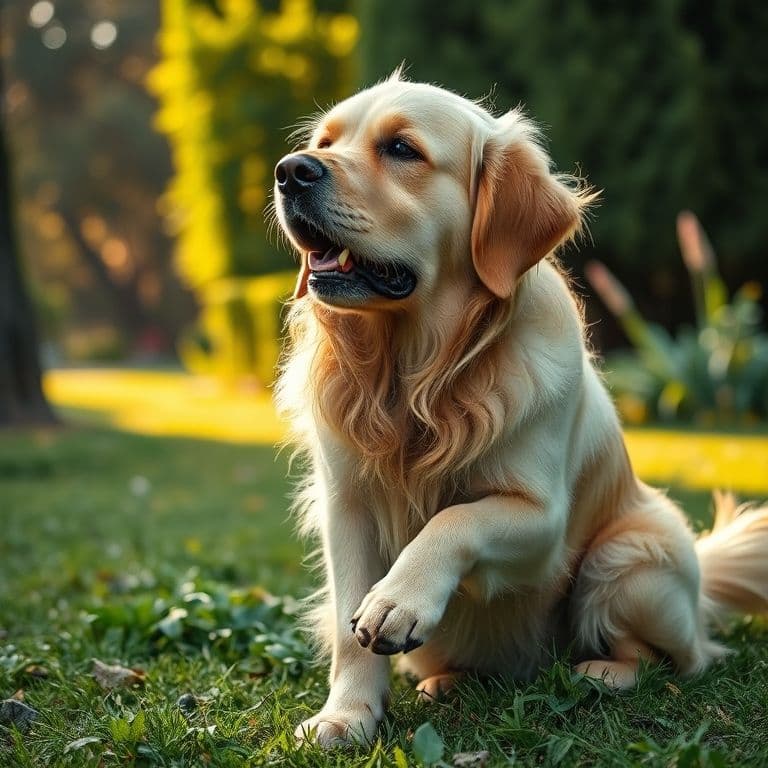 Cachorro juguetón mordisqueando un zapato en un jardín soleado
