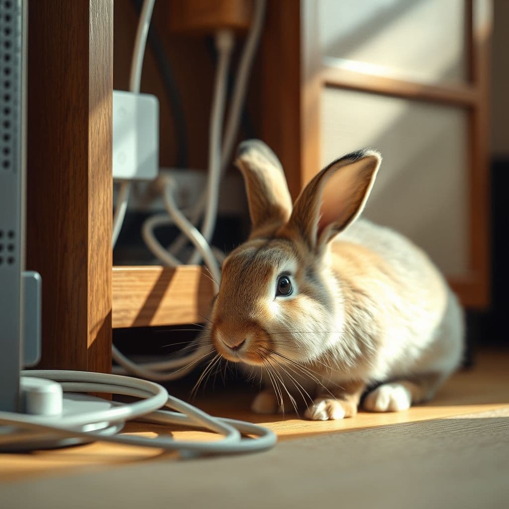 Protectores de cables y organización segura para hogar con conejos