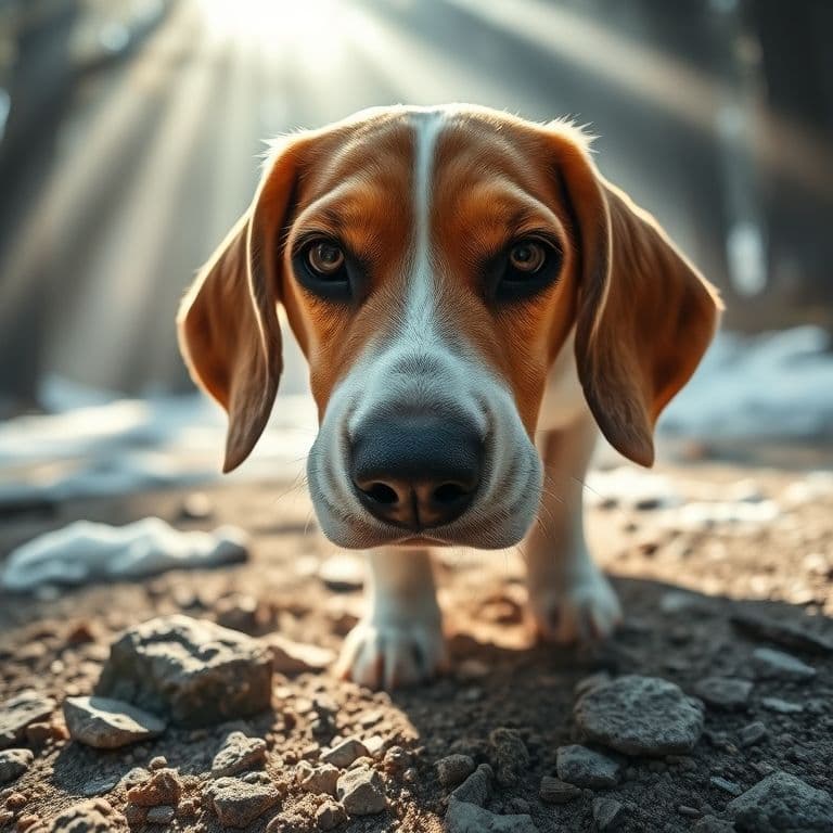 Perro olfateando intensamente durante un paseo por la naturaleza