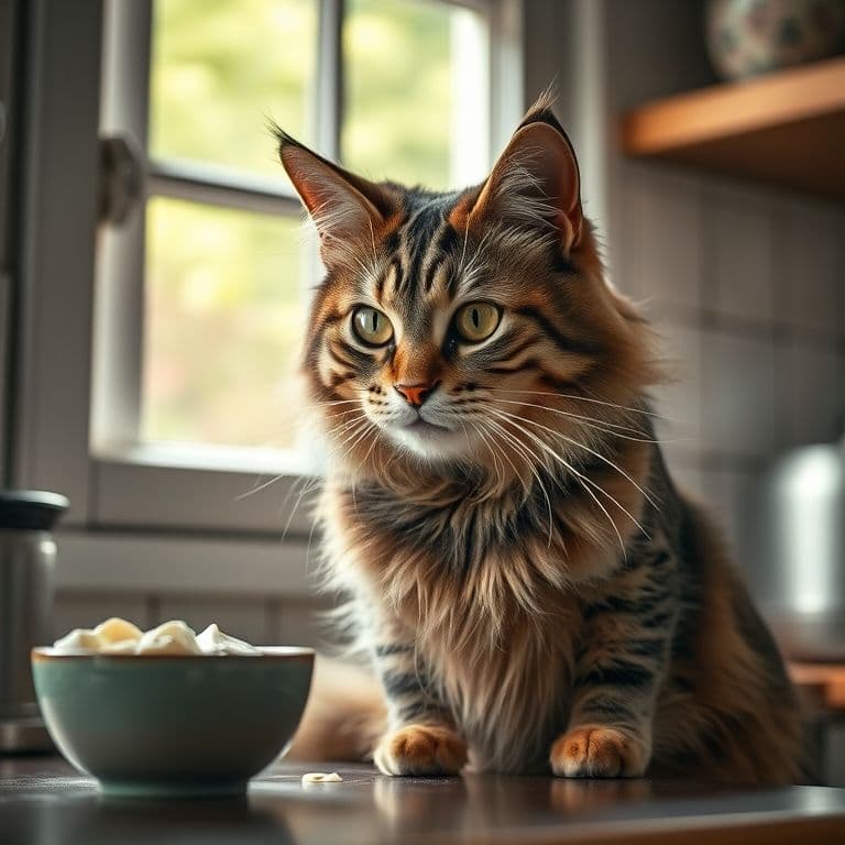 Gato rechazando un plato de leche con expresión de desagrado