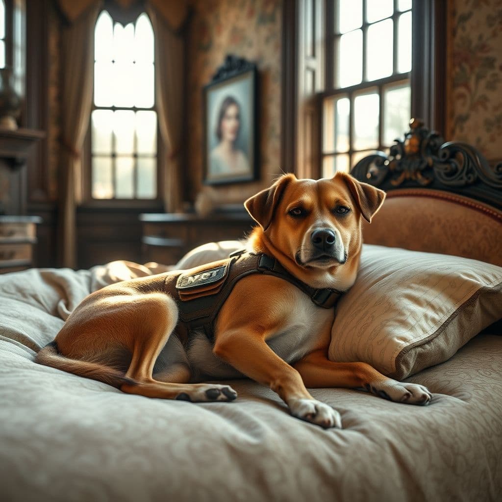 Perro usando camiseta antiestrés durante petardos
