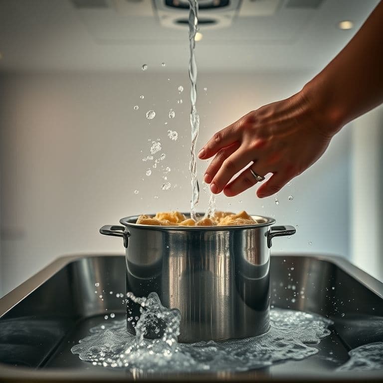 Persona lavando cuenco de mascota en el fregadero de la cocina
