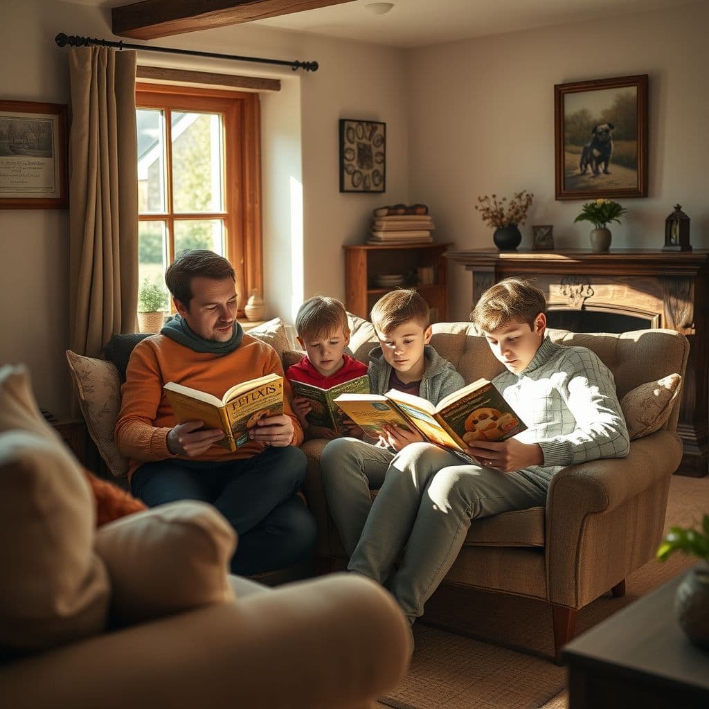 Familia evaluando diferentes opciones de mascotas juntos