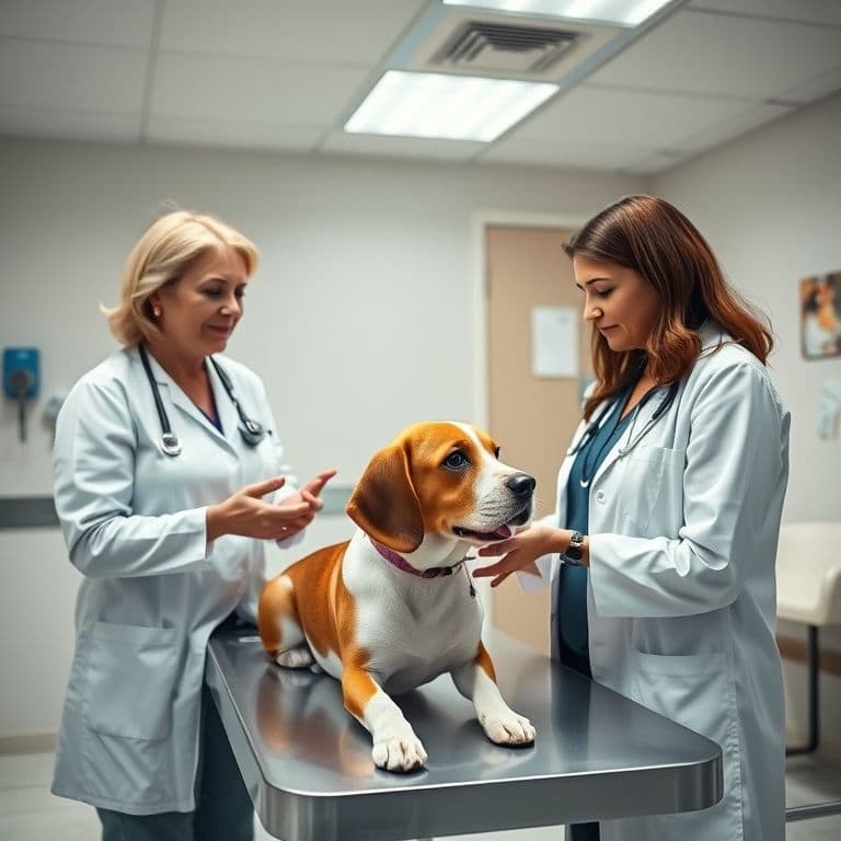 Veterinario tranquilizando a dueño preocupado durante una consulta