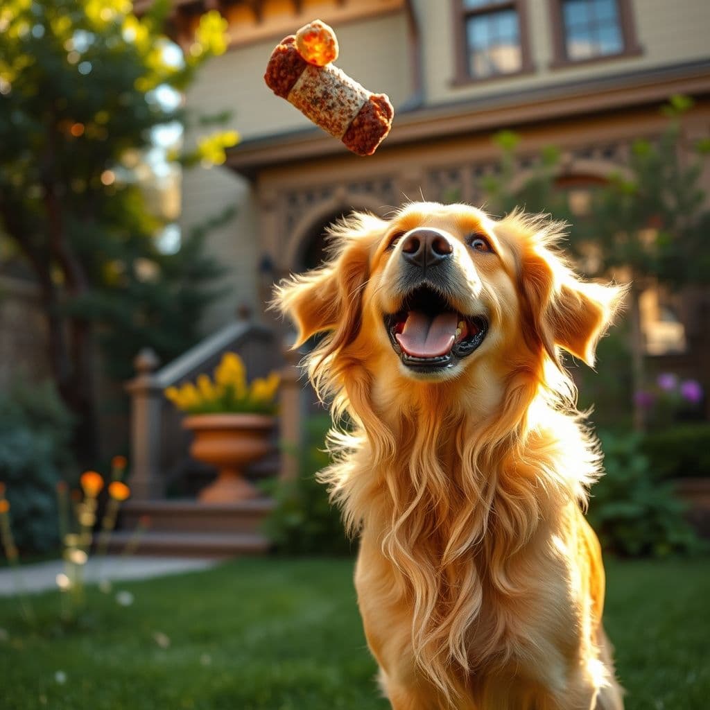 Perro feliz comiendo galleta casera